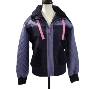 Bass Outdoor Women Quilted Trim Zip Bomber Jacket Med Blue Size Medium